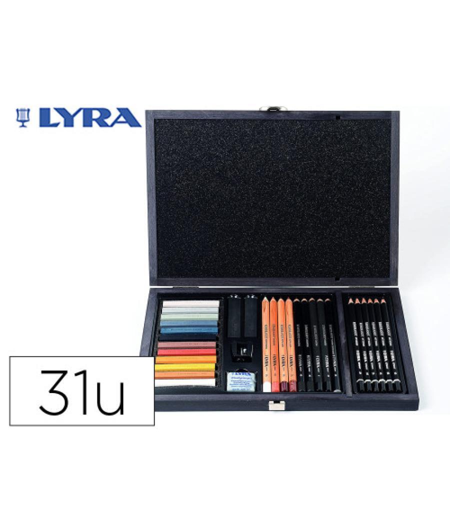 Set dibujo caja de madera 31 uds. lyra l2054002