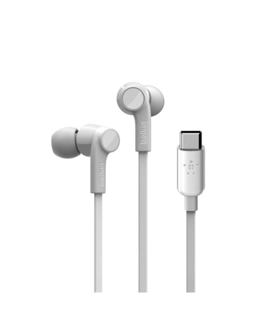 Belkin rockstar auriculares alámbrico dentro de oído llamadas/música usb tipo c blanco