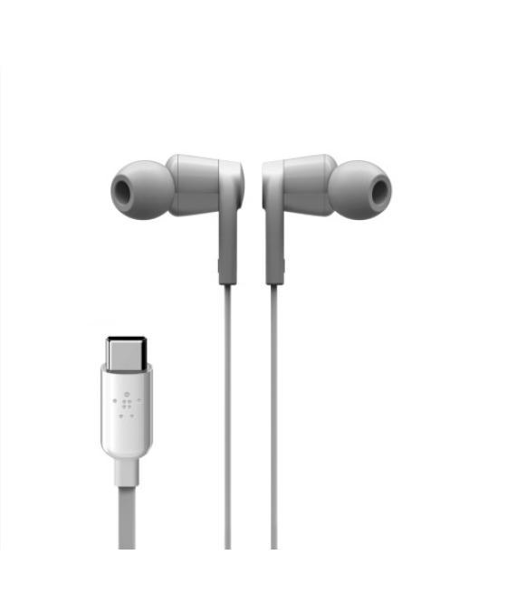 Belkin rockstar auriculares alámbrico dentro de oído llamadas/música usb tipo c blanco