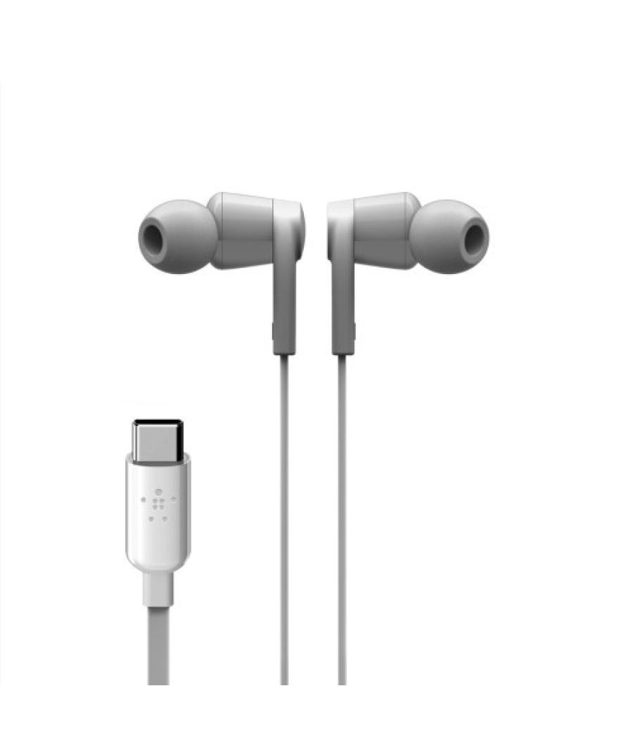 Belkin rockstar auriculares alámbrico dentro de oído llamadas/música usb tipo c blanco