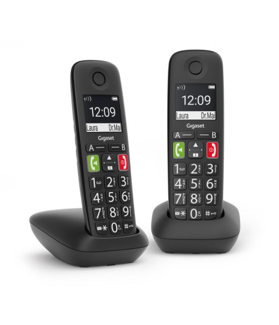 Gigaset e290 duo teléfono dect/analógico identificador de llamadas negro
