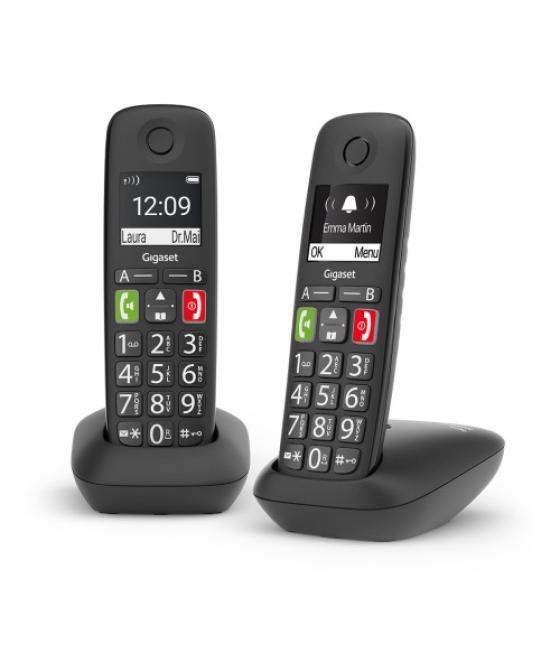 Gigaset e290 duo teléfono dect/analógico identificador de llamadas negro