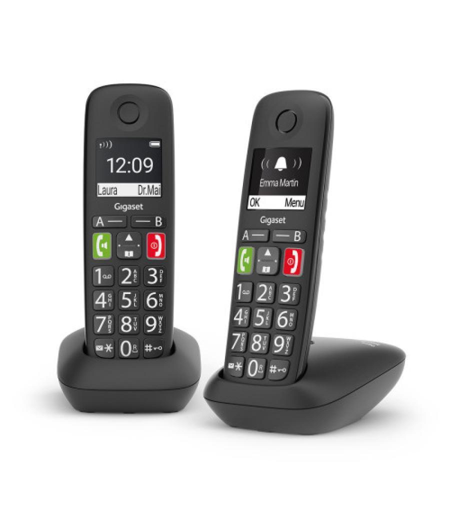 Gigaset e290 duo teléfono dect/analógico identificador de llamadas negro