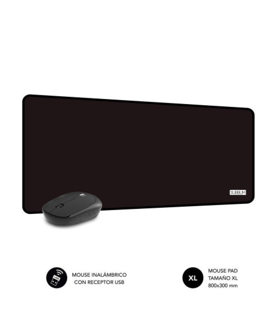 Subblim alfombrilla con ratón harmony pack mousepad xl + wireless mouse black