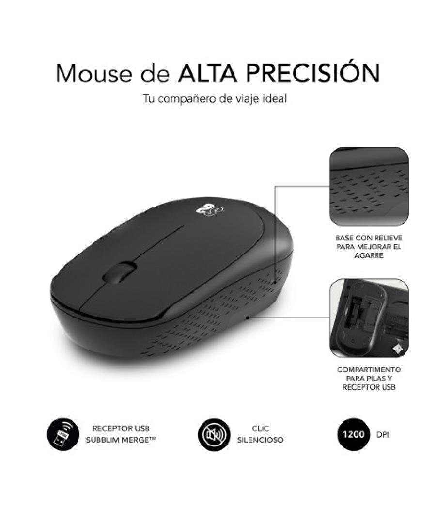 Subblim alfombrilla con ratón harmony pack mousepad xl + wireless mouse black