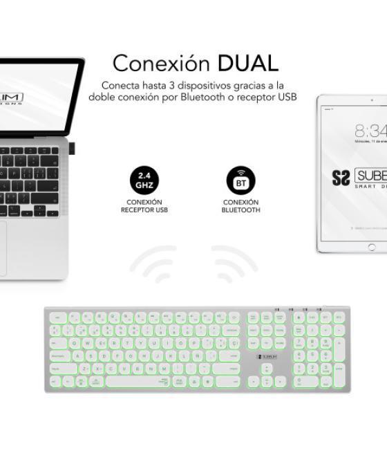 Subblim teclado bluetooth/2.4g master iluminado ext p/b