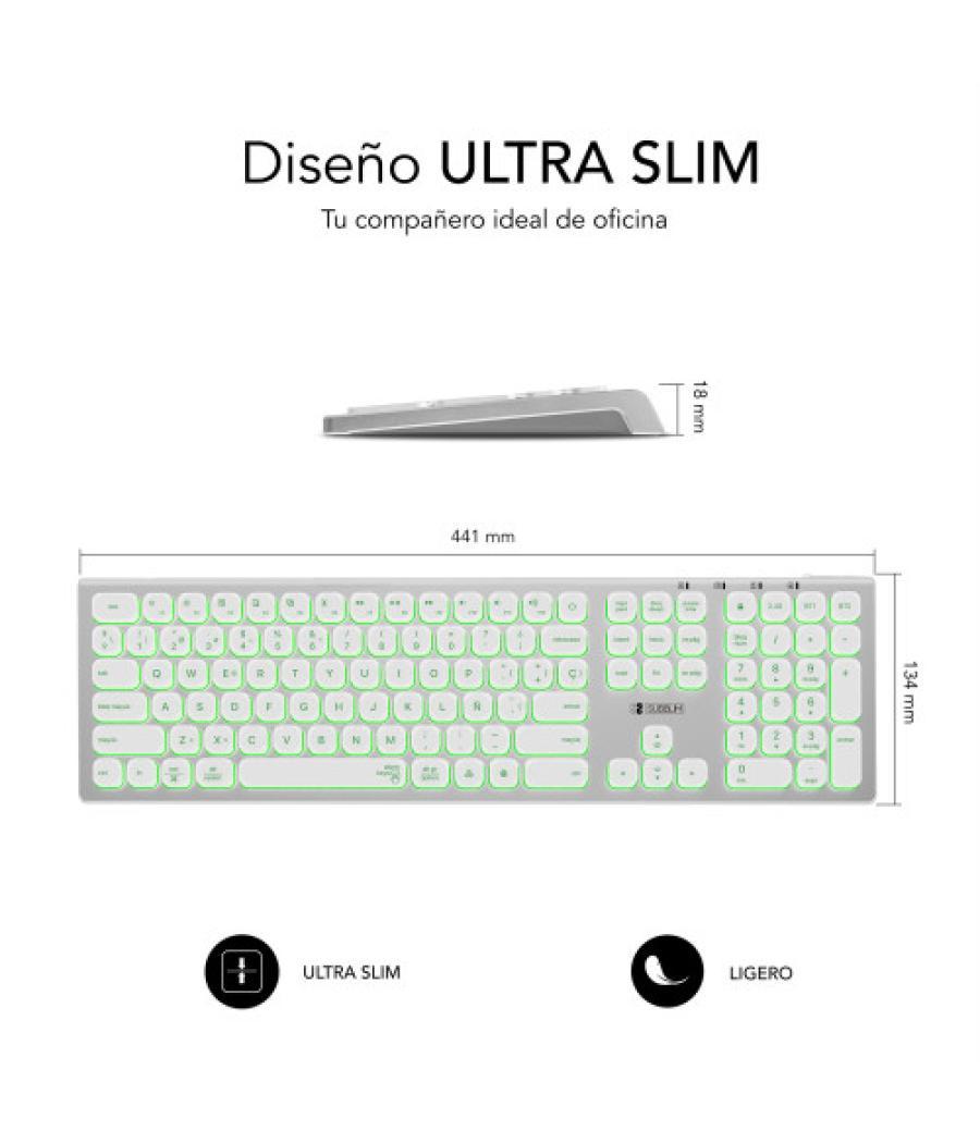 Subblim teclado bluetooth/2.4g master iluminado ext p/b