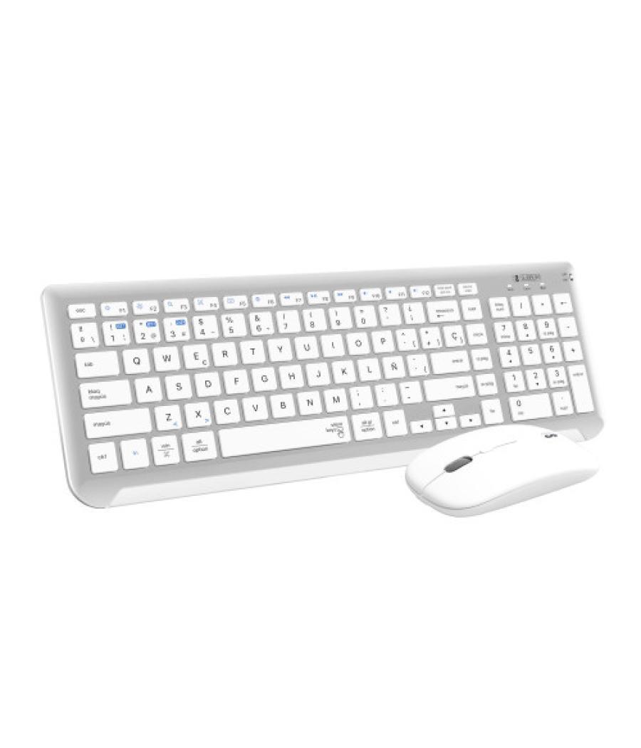 Subblim teclado con ratón bluetooth + 2.4g combo dual prestige extendido plata/blanco