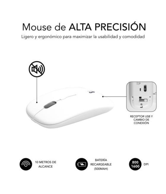 Subblim teclado con ratón bluetooth + 2.4g combo dual prestige extendido plata/blanco