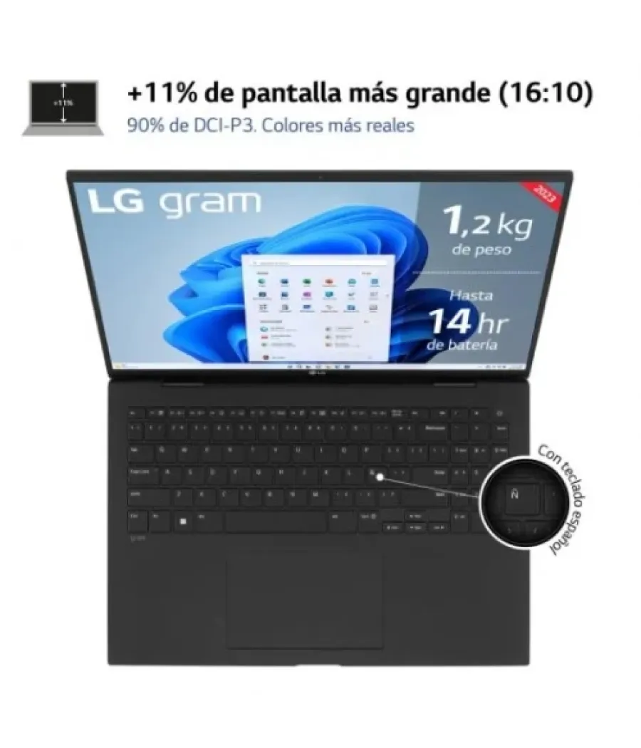 Lg portatil (16z90r-e.ad75b) 16"/çcore i7-1360p/32 gb ram/512 gb ssd/w11