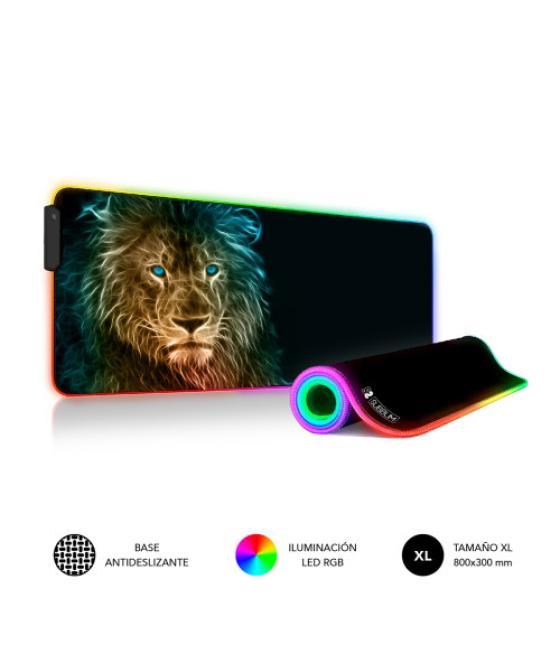 Subblim alfombrilla/tapete ratón con luz led rgb 9 colores extra grande león