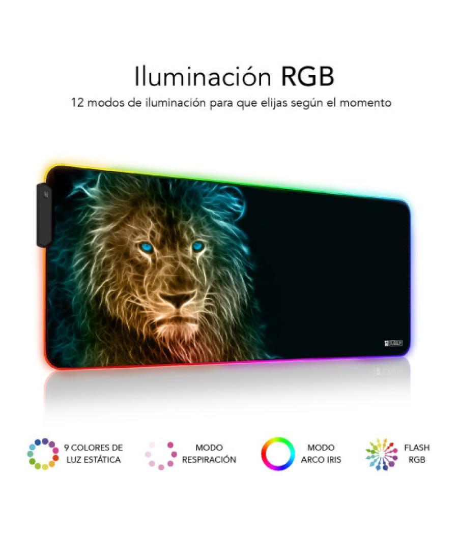 Subblim alfombrilla/tapete ratón con luz led rgb 9 colores extra grande león