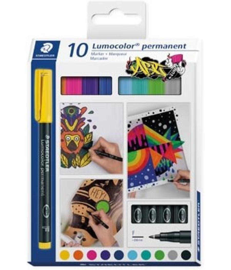 Estuche 10 uds lumocolor permanent 318 staedtler 318 c10