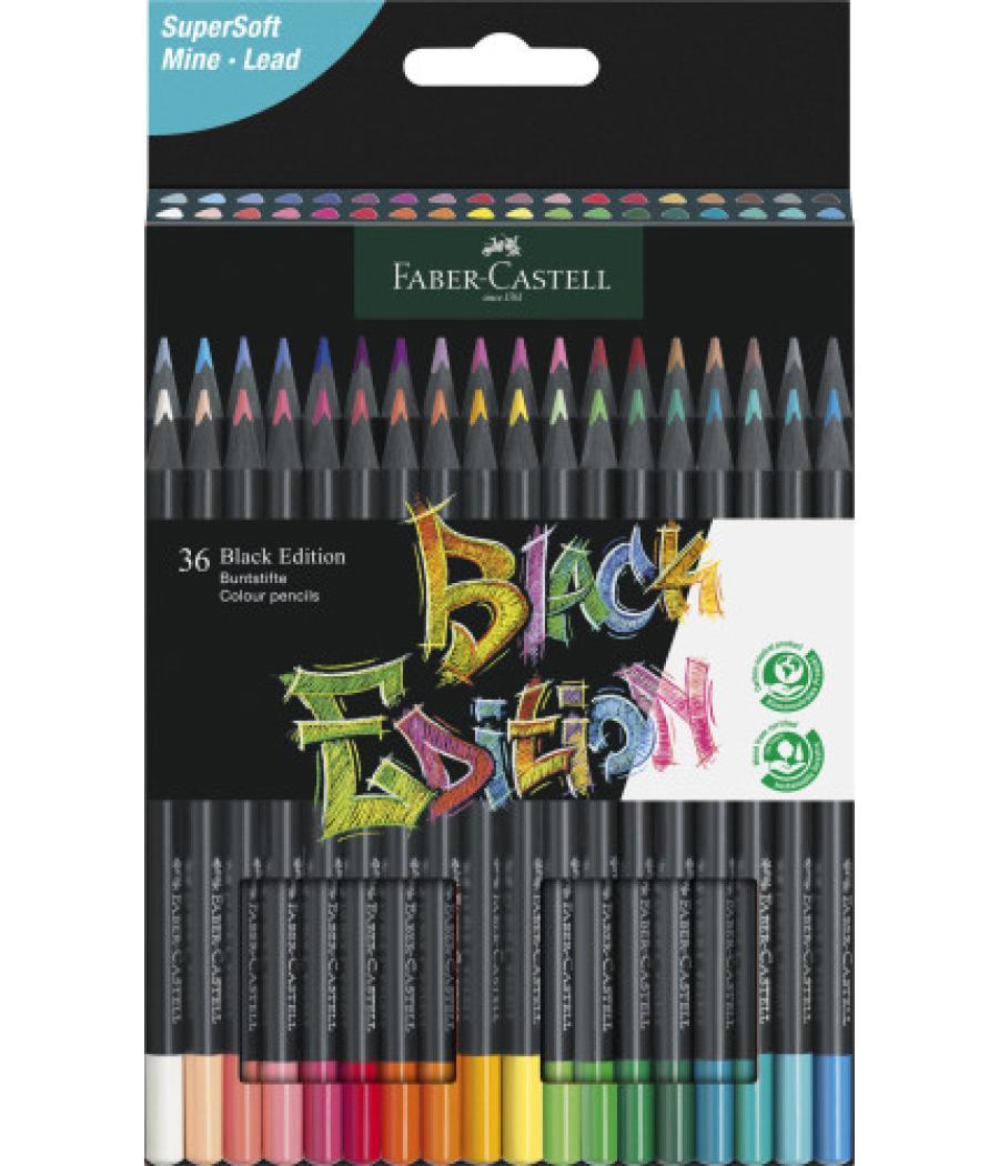 Estuche 36 lápices de colores black edition. faber castell 116436