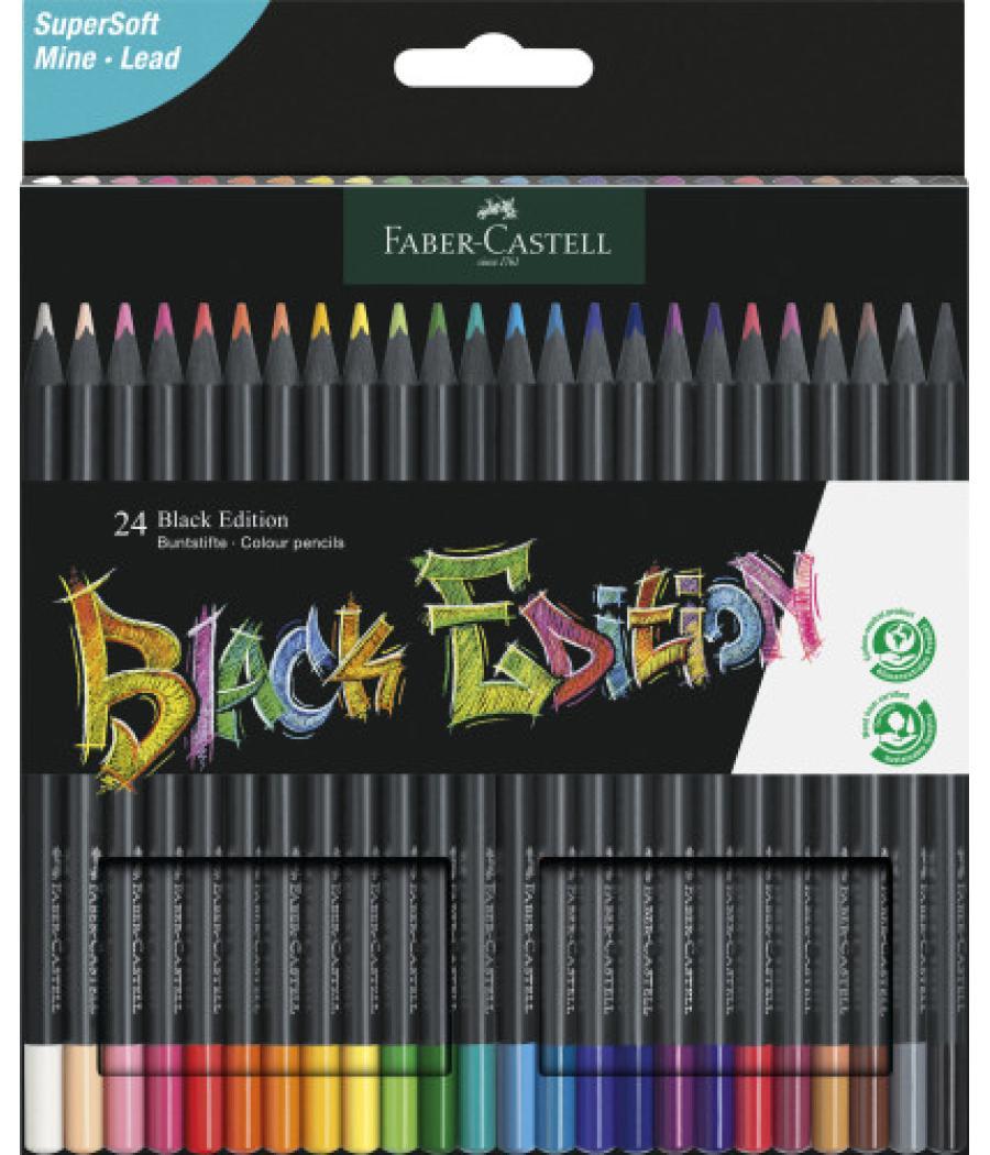 Estuche 24 lápices de colores black edition. faber castell 116424