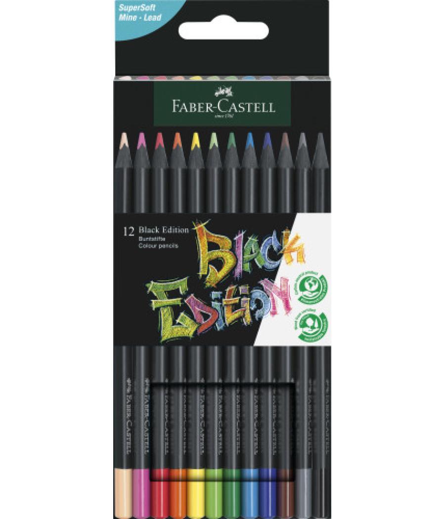 Estuche 12 lápices de colores black edition. faber castell 116412