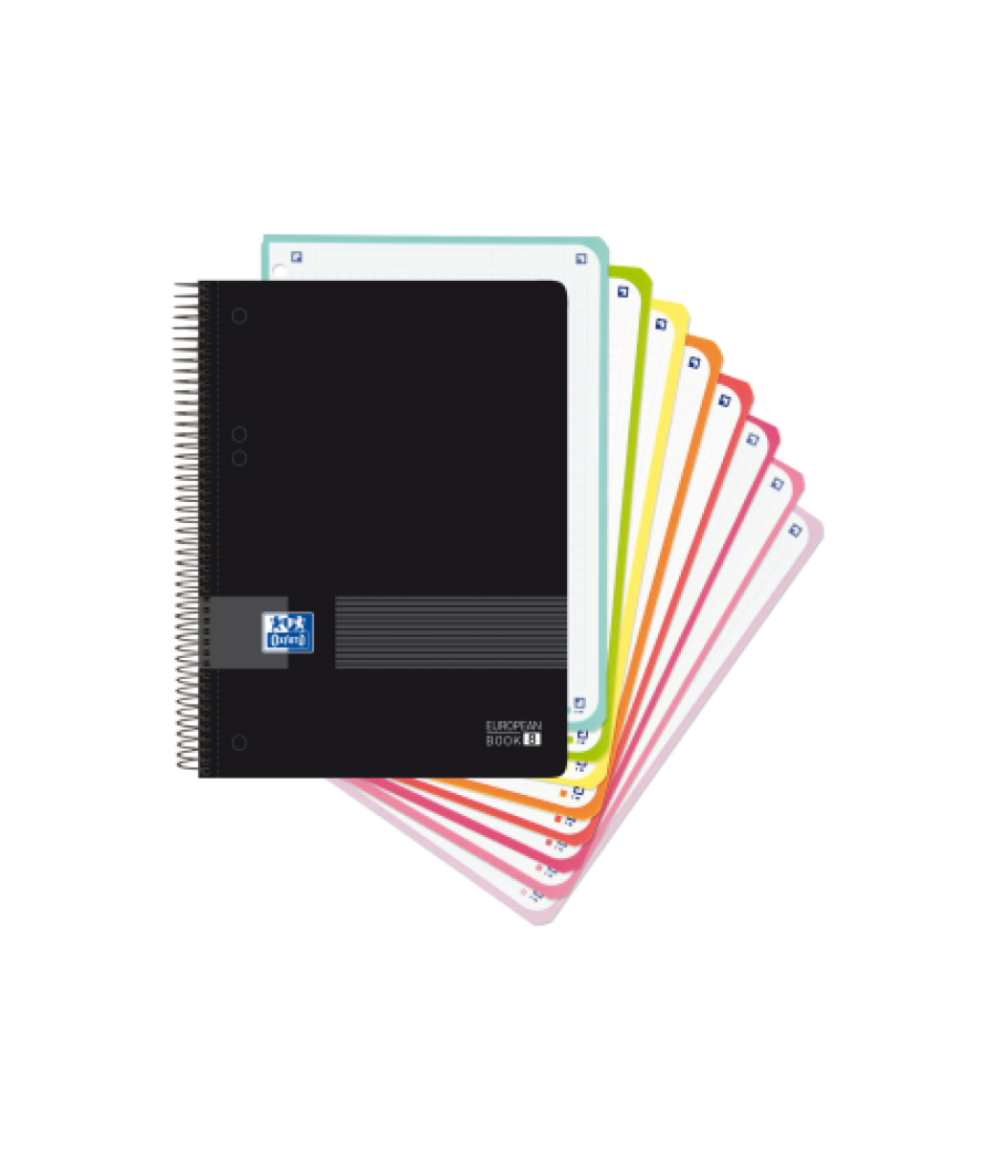 Cuaderno live & go europeanbook 8 a5+ t.pp 160h 5x5 color negro oxford 400158957