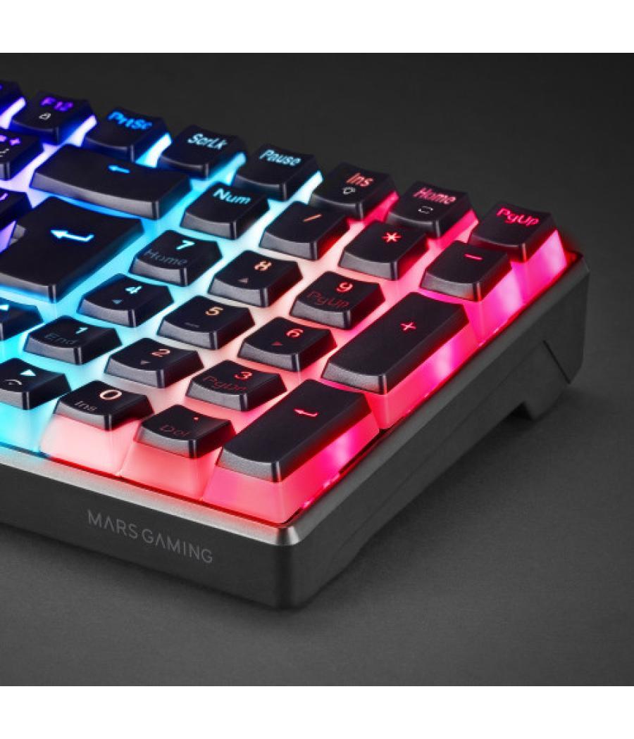 Mars gaming mkultra teclado mecánico negro rgb compacto 96% switch outemu sq marrón español