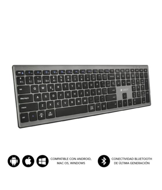 Subblim teclado completo delgado inalámbrico bluetooth pure extended grey