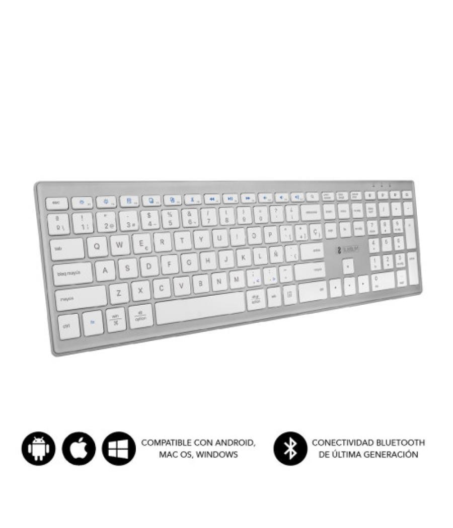 Subblim teclado completo delgado inalámbrico bluetooth pure extended silver