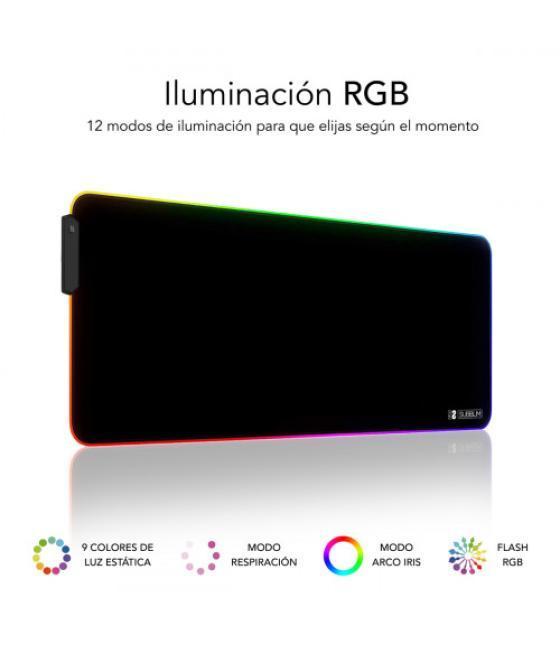 Subblim alfombrilla/tapete ratón luz led rgb 9 colores extra grande