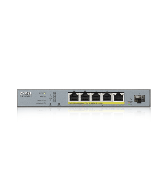 Zyxel gs1350-6hp-eu0101f switch gestionado l2 gigabit ethernet (10/100/1000) energía sobre ethernet (poe) gris