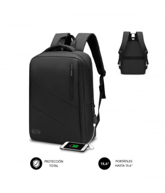 Subblim city backpack mochila para portátil 15.6", poliéster oxford, negra