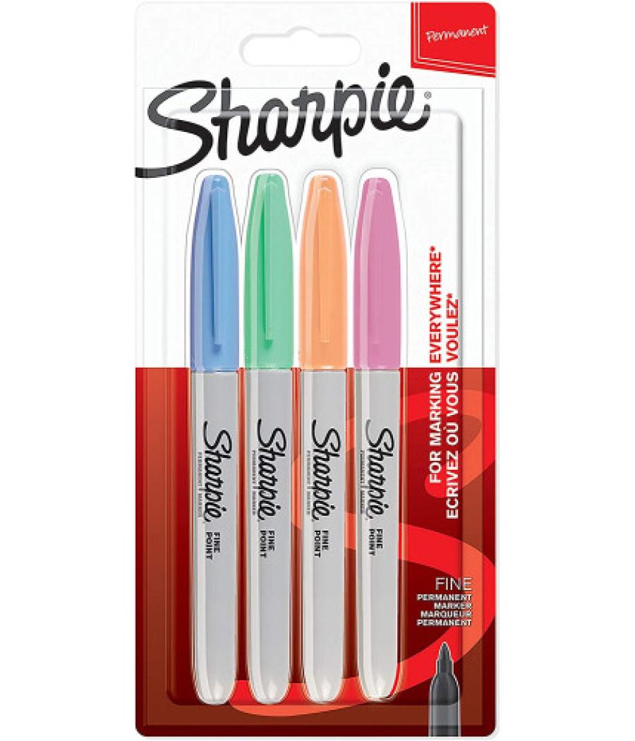 Sharpie 2065402 marcador permanente fibre tip azul, verde, naranja, rosa 4 pieza(s)