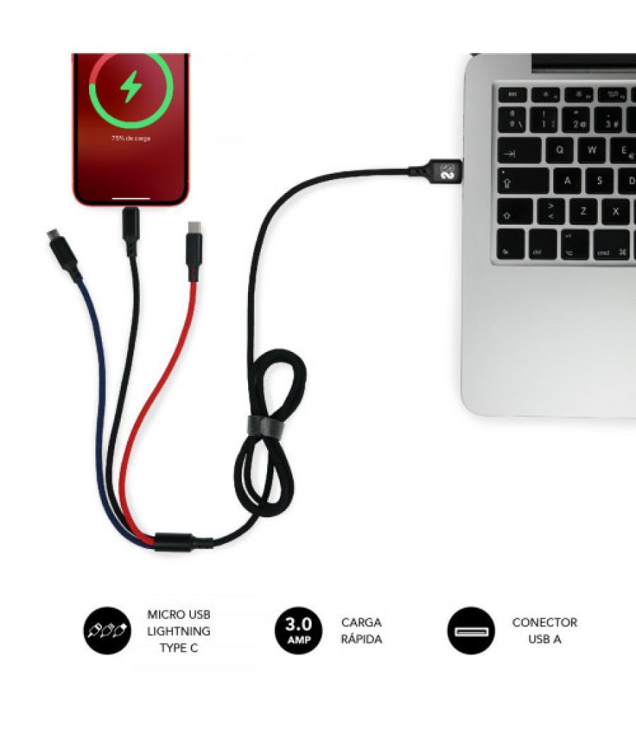 Subblim cable premium 3in1 3.0 (micro usb+type c+lightning)