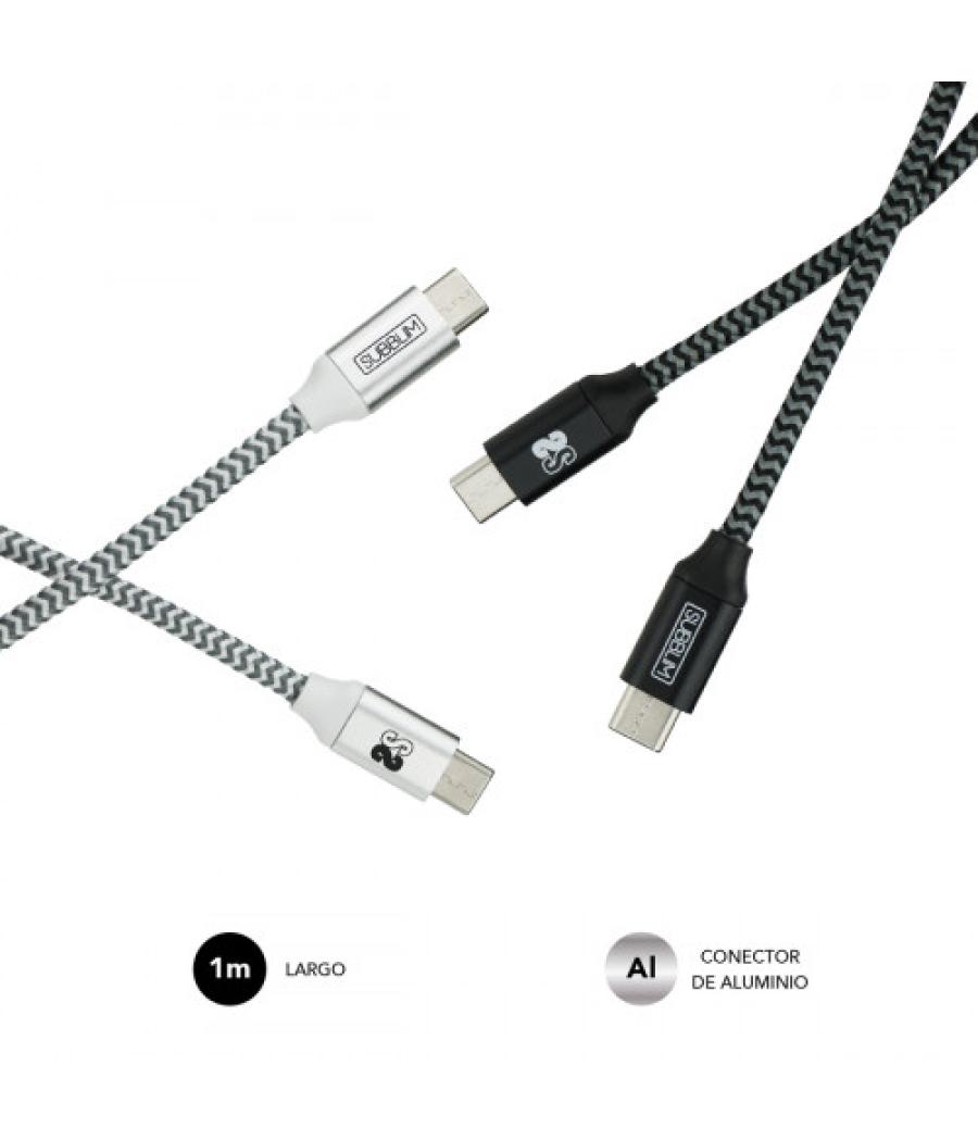 Subblim pack 2 cables usb tipo usb-c a usb-c 1 m black/silver