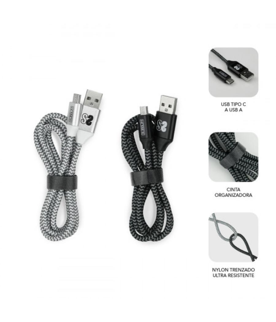 Subblim pack 2 cables usb tipo usb-c-a 3.0 1 m black/silver