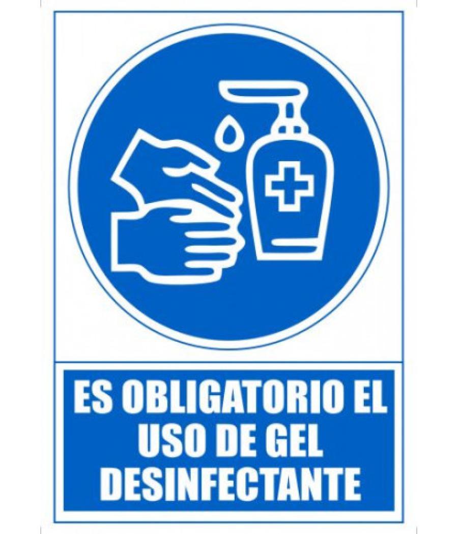 Señal "obligatorio el uso de gel desinfectante" 210 x 297mm pvc azul archivo 2000 6173-14 az