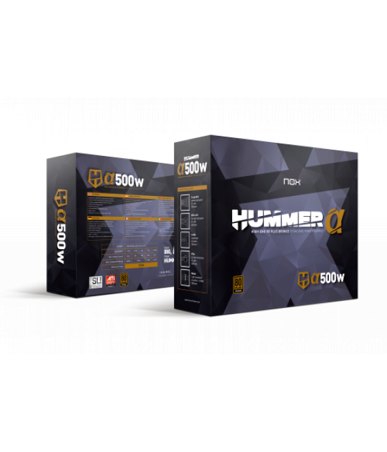 Nox hummer alpha unidad de fuente de alimentación 500 w 24-pin atx atx negro