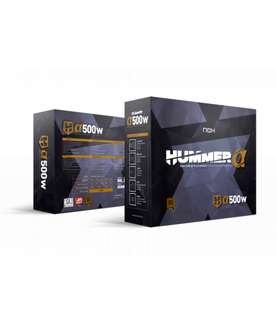 Nox hummer alpha unidad de fuente de alimentación 500 w 24-pin atx atx negro