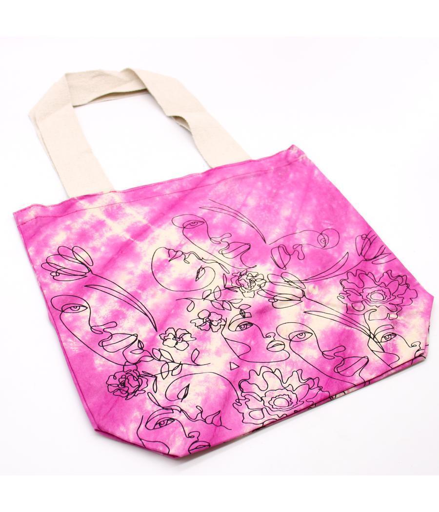 Bolsas de Algodón "Tie Dye" (170g) - 38x42x12cm - Cara Bonita - Magenta - Asa Natural