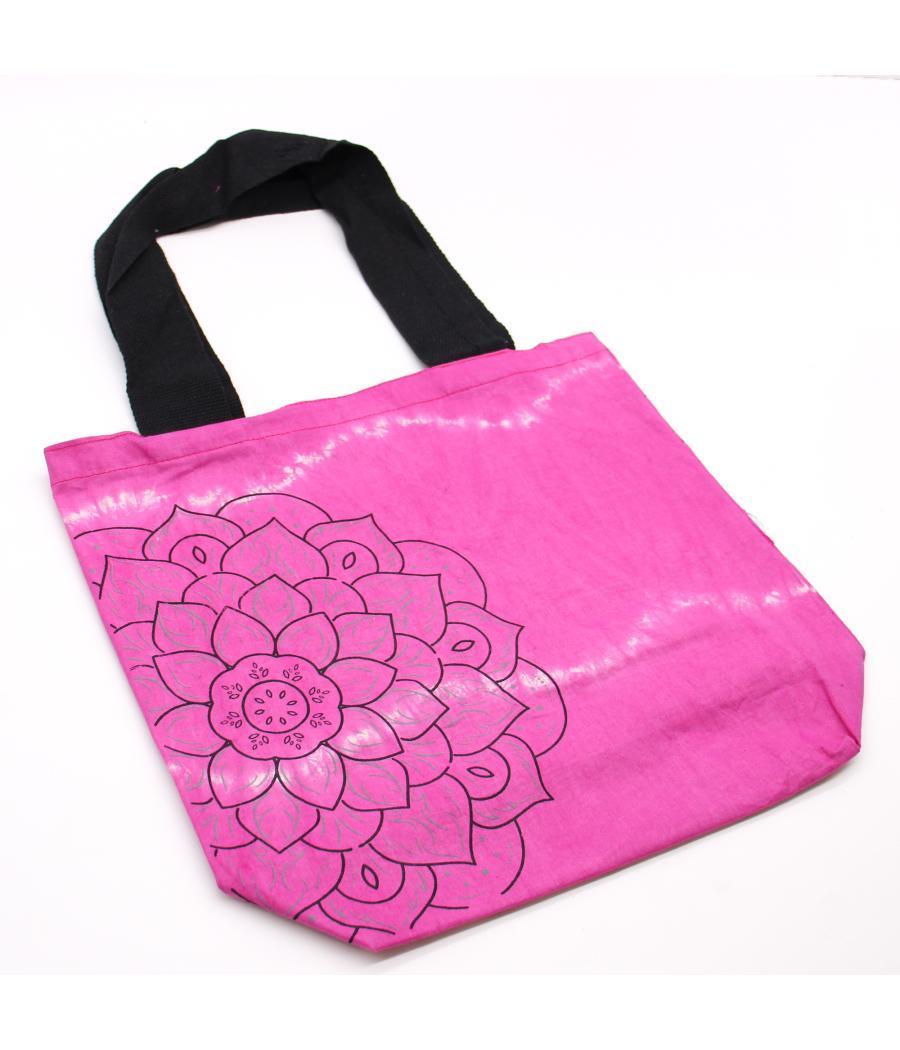 Bolsas de Algodón "Tie Dye" (170g) - 38x42x12cm - Mandala - Magenta - Asa Negra