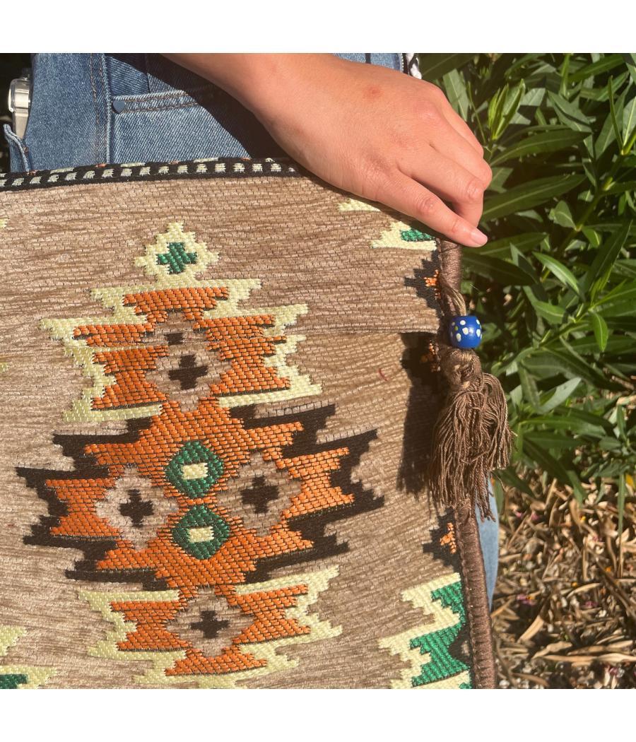 Bolso bandolera de festival Kilim beige