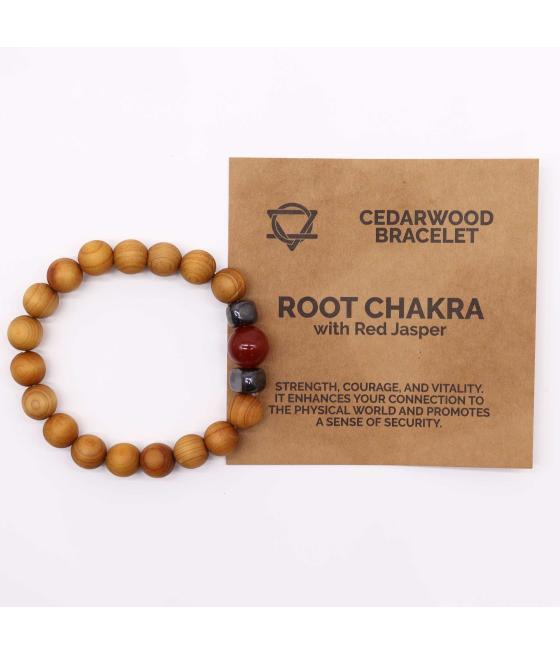 Pulsera de Cedro - Chakra Raíz - Jaspe Rojo