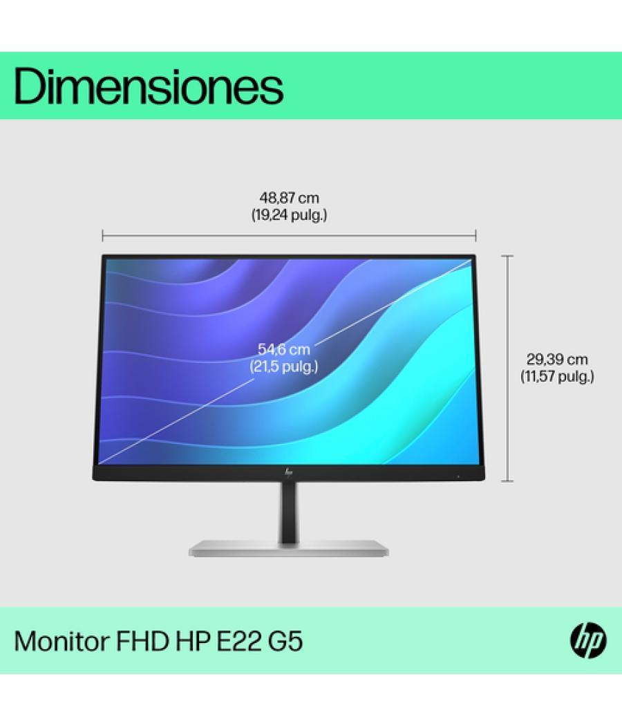 HP E-Series E22 G5 54,6 cm (21.5") 1920 x 1080 Pixeles Full HD LED Negro, Plata