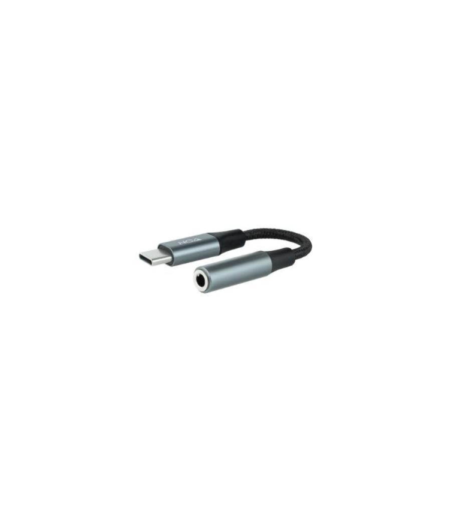 Cable adaptador audio usb-c/m a jack 3.5/h 11cm negro/gris nanocable