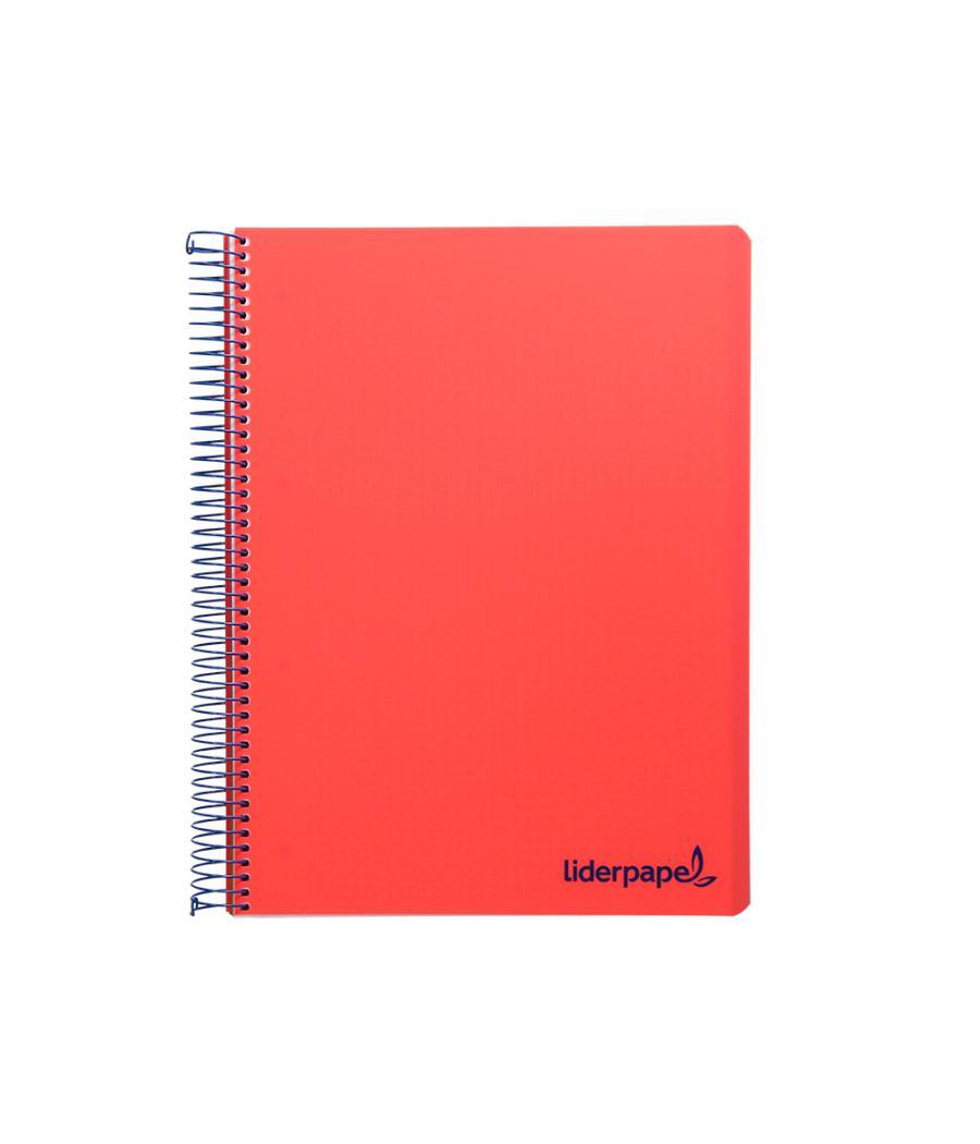 Cuaderno espiral liderpapel a4 micro wonder tapa plástico 120h 90 gr cuadro 5 mm 5 bandas 4 taladros color rojo