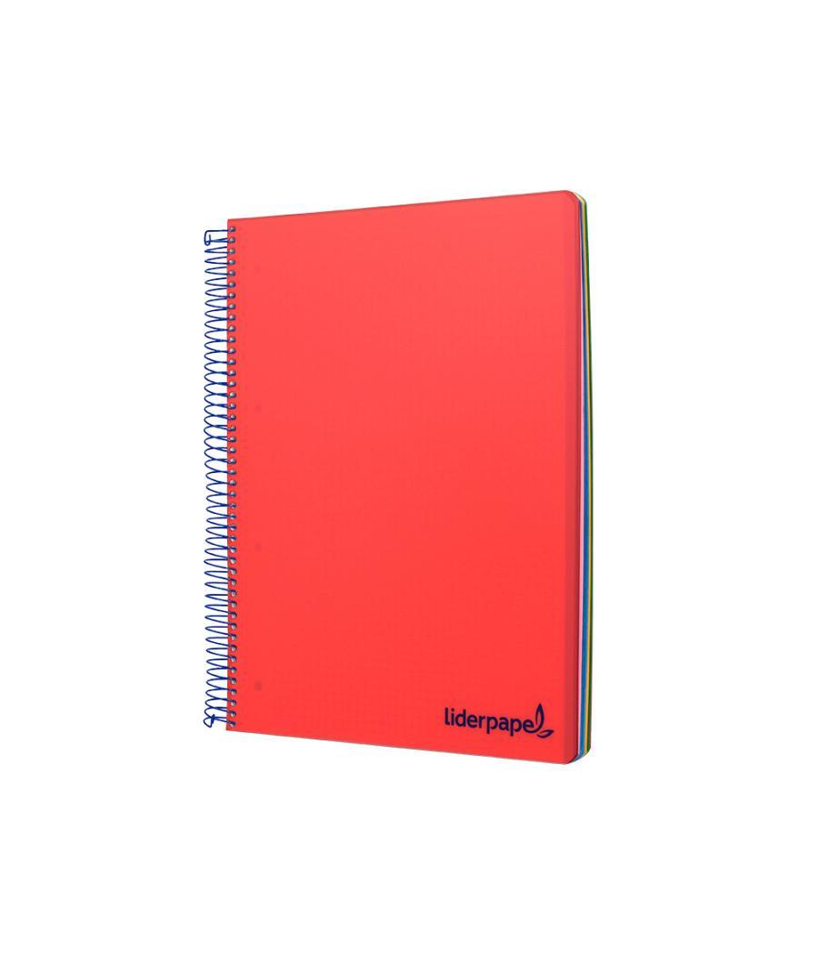 Cuaderno espiral liderpapel a4 micro wonder tapa plástico 120h 90 gr cuadro 5 mm 5 bandas 4 taladros color rojo