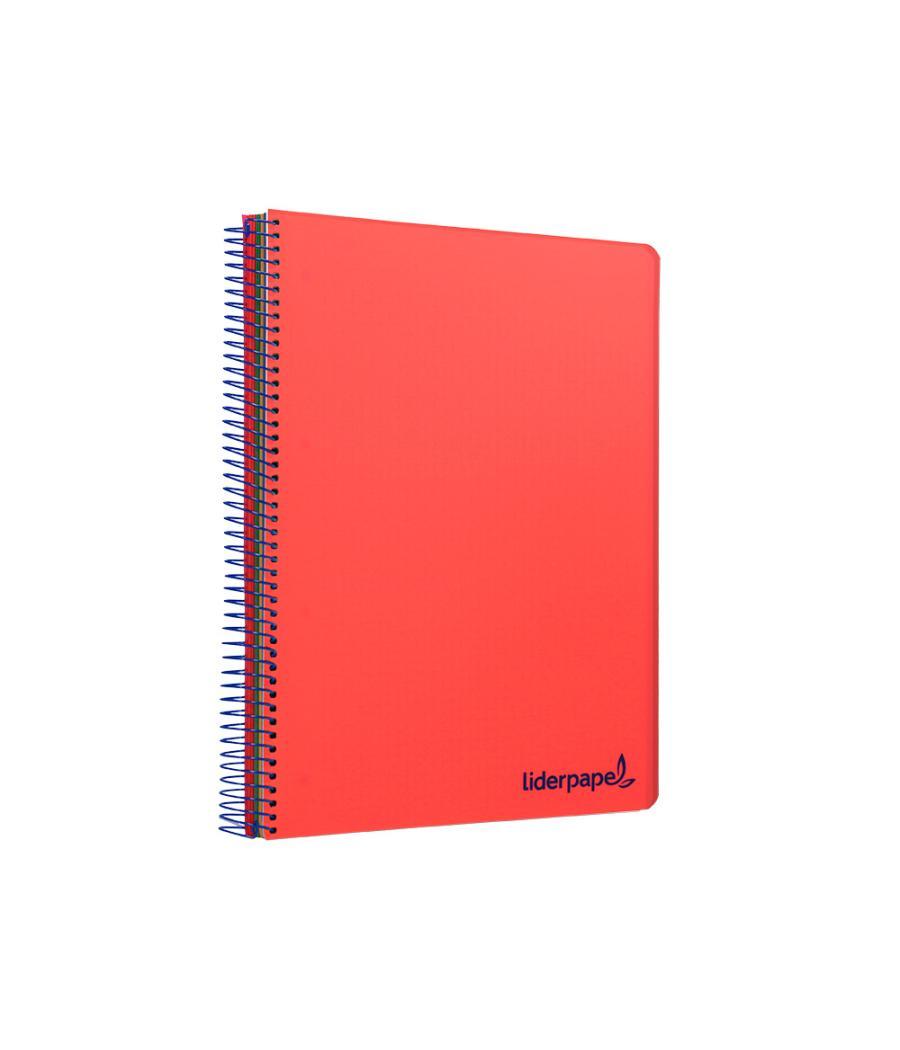 Cuaderno espiral liderpapel a4 micro wonder tapa plástico 120h 90 gr cuadro 5 mm 5 bandas 4 taladros color rojo