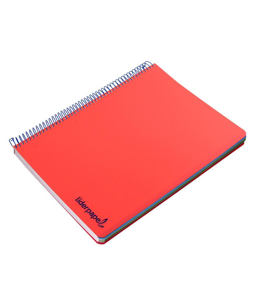 Cuaderno espiral liderpapel a4 micro wonder tapa plástico 120h 90 gr cuadro 5 mm 5 bandas 4 taladros color rojo