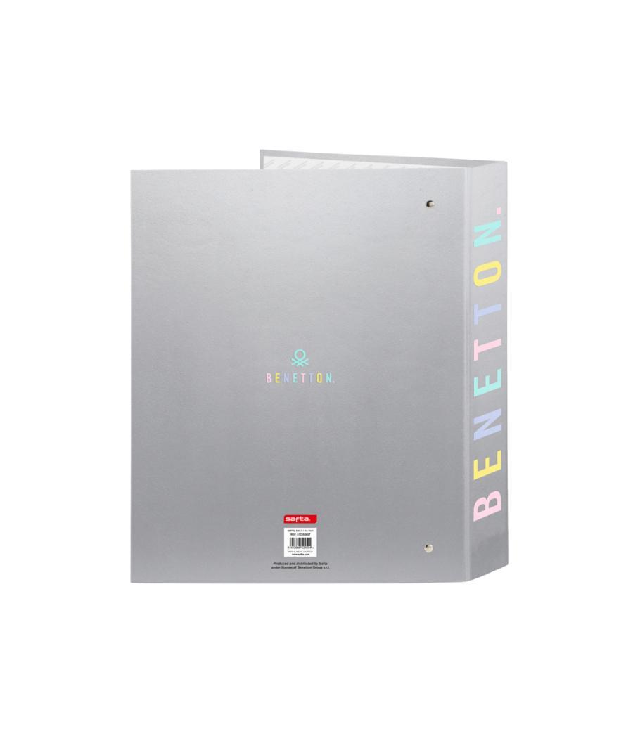 Carpeta safta cartón folio 4 anillas lomo ancho benetton silver 60x270x300 mm