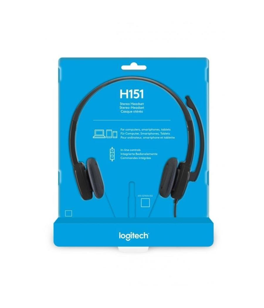 Auriculares logitech h151/ con micrófono/ jack 3.5/ negros