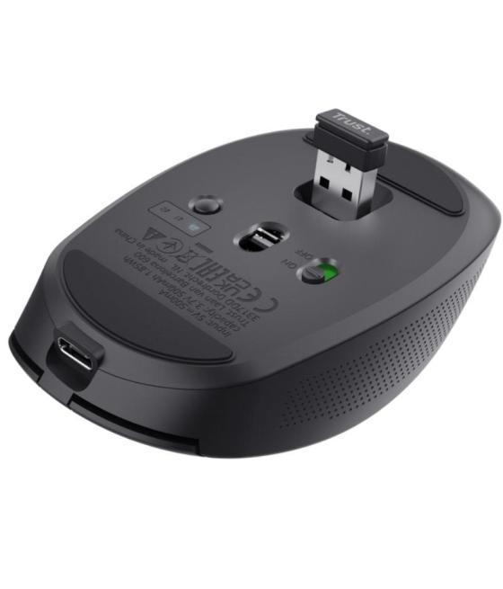 Ratón inalámbrico por bluetooth trust ozaa compact wireless/ batería recargable/ hasta 3200 dpi/ negro