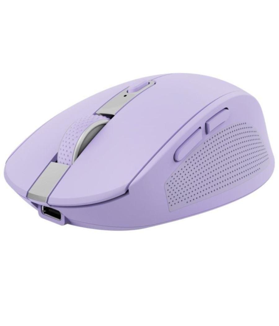 Ratón inalámbrico por bluetooth trust ozaa compact wireless/ batería recargable/ hasta 3200 dpi/ morado