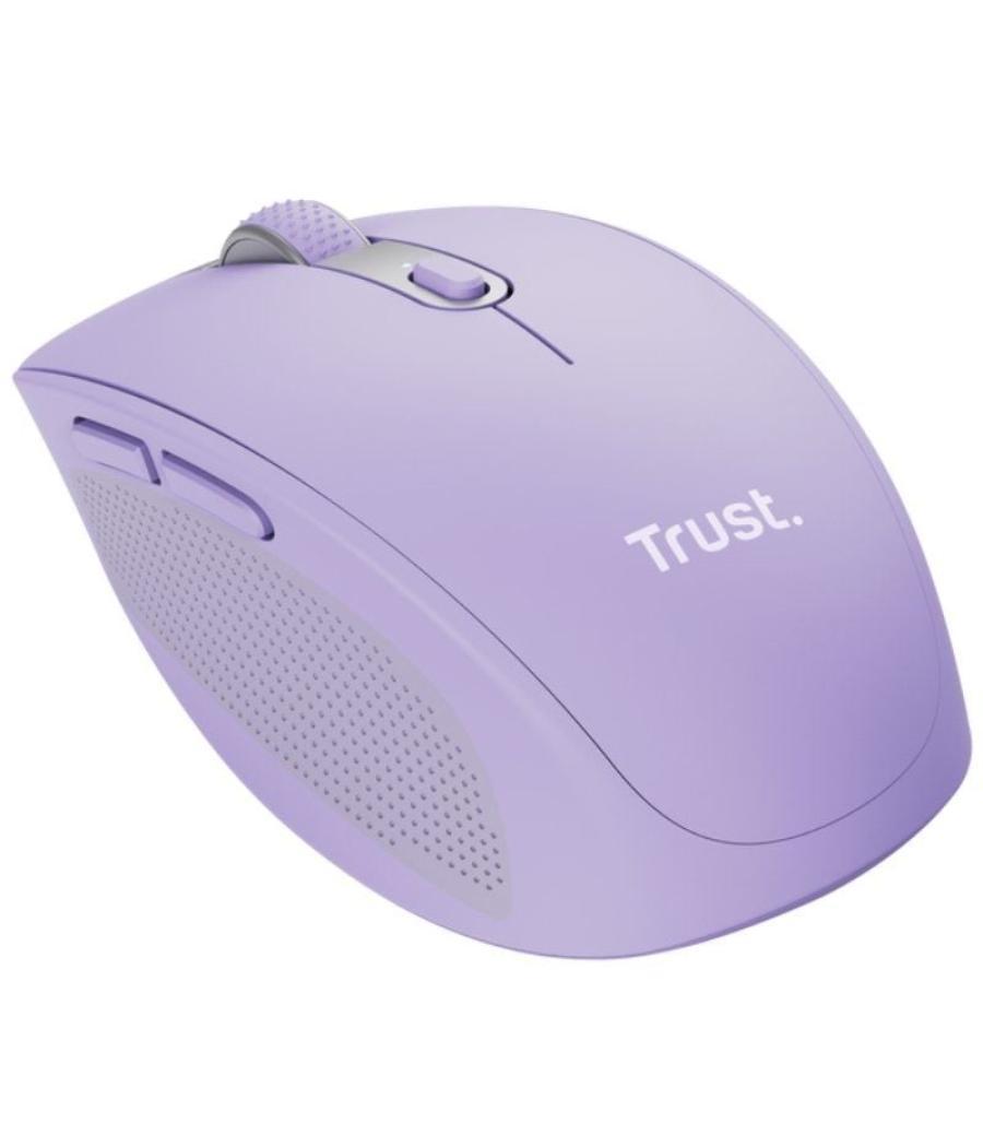 Ratón inalámbrico por bluetooth trust ozaa compact wireless/ batería recargable/ hasta 3200 dpi/ morado