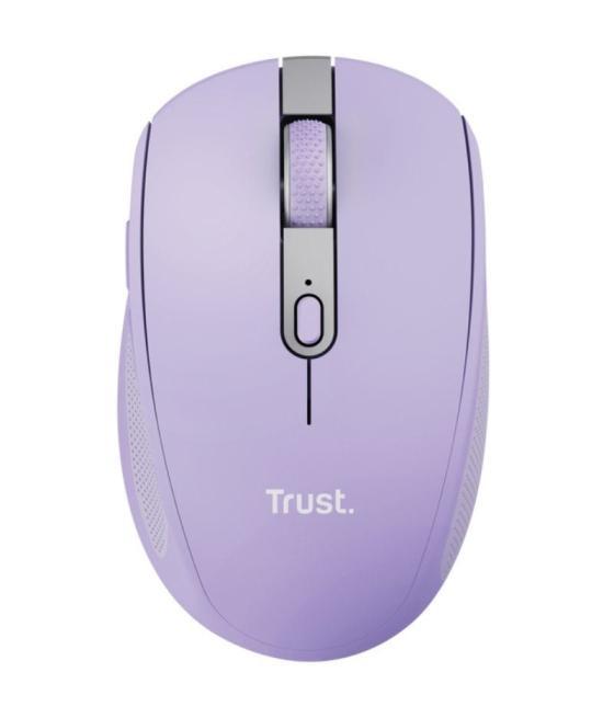 Ratón inalámbrico por bluetooth trust ozaa compact wireless/ batería recargable/ hasta 3200 dpi/ morado